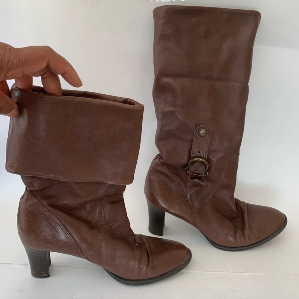Brown leather boots made in Italy size 8.5 no brand name